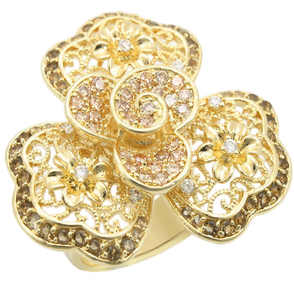 JCE312 Gold Brass Ring with AAA Grade CZ  in Multi Color