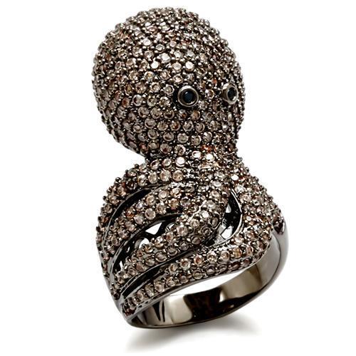JCE080 Ruthenium Brass Ring with AAA Grade CZ  in Multi Color