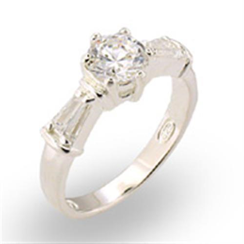 JCE2125 High-Polished 925 Sterling Silver Ring with AAA Grade CZ  in Clear