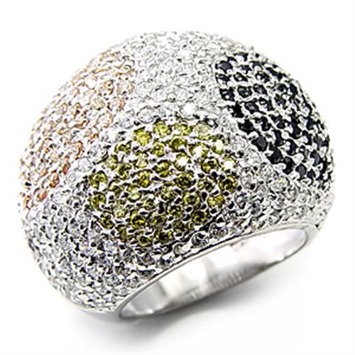 JCE252 High-Polished 925 Sterling Silver Ring with AAA Grade CZ  in Jet