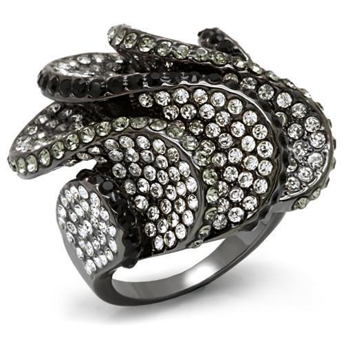 JCE1635 TIN Cobalt Black Brass Ring with Top Grade Crystal  in Multi Color