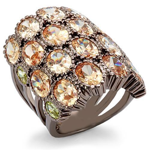 JCE1696 Chocolate Gold Brass Ring with AAA Grade CZ  in Multi Color