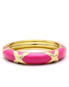 JCE1957 Gold White Metal Bangle with Top Grade Crystal  in Clear