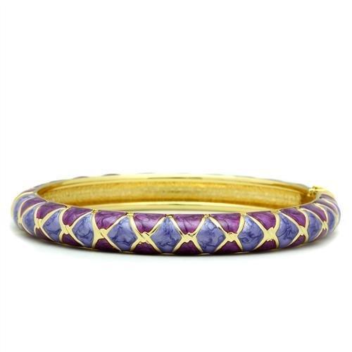 JCE2137 Flash Gold White Metal Bangle with Epoxy  in No Stone