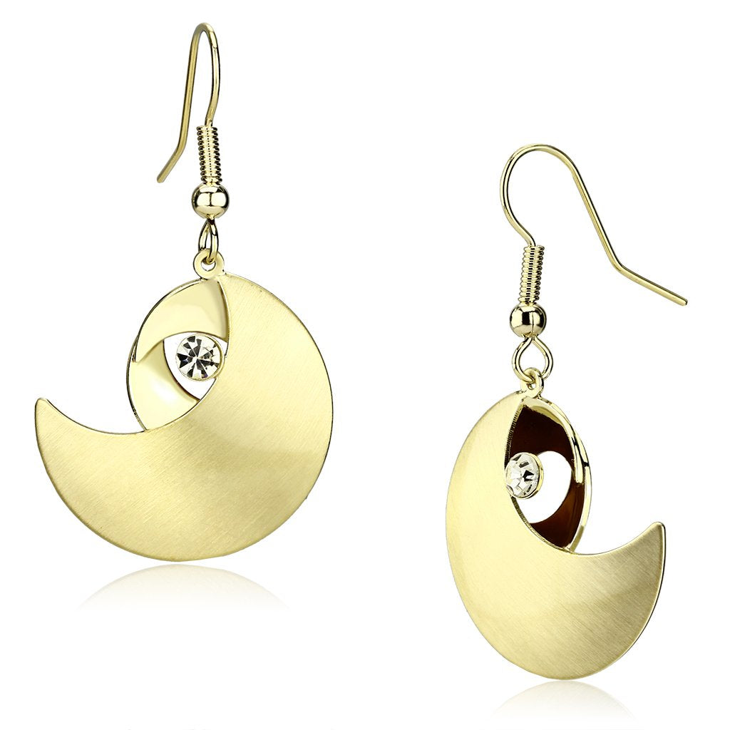 JCE2739 Matte Gold & Gold Iron Earrings with Top Grade Crystal  in Clear