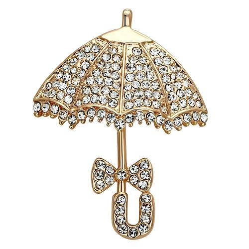 JCE2937 Flash Rose Gold White Metal Brooches with Top Grade Crystal  in Clear