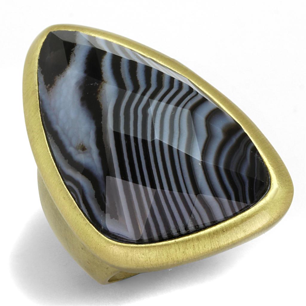 JCE3882 Antique Copper Brass Ring with Synthetic Onyx in Jet
