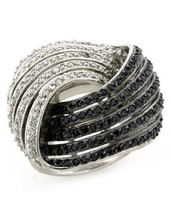 JCEAS1097 Rhodium + Ruthenium 925 Sterling Silver Ring with AAA Grade CZ  in Multi Color