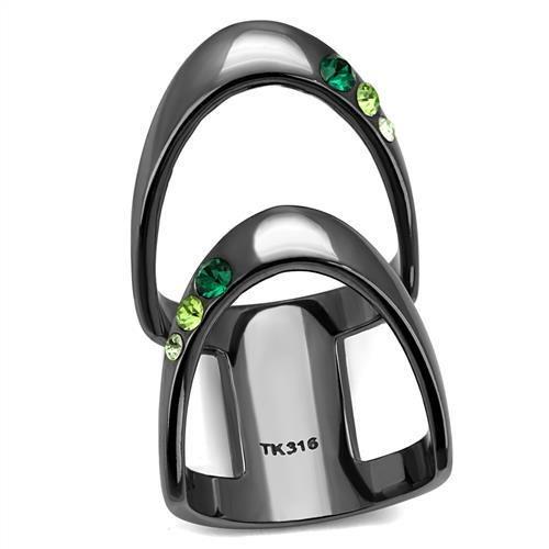 JCE2768 IP Light Black  (IP Gun) Stainless Steel Ring with Top Grade Crystal  in Multi Color