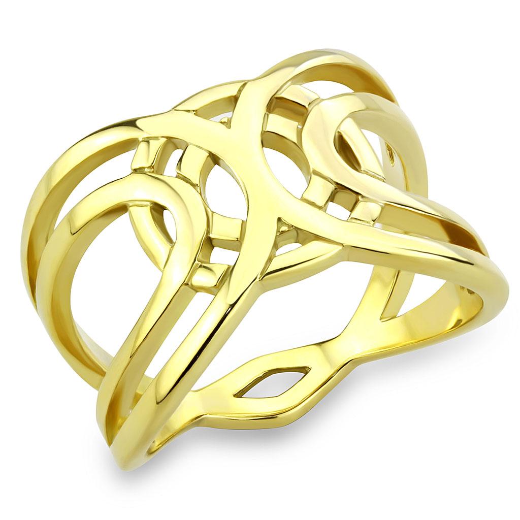 JCE3639 IP Gold(Ion Plating) Stainless Steel Ring with No Stone