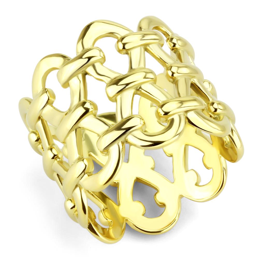 JCE3716 IP Gold(Ion Plating) Stainless Steel Ring with No Stone