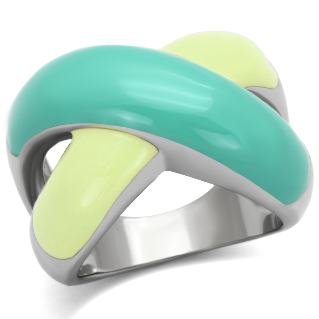 JCE813 High polished (no plating) Stainless Steel Ring with Epoxy  in Multi Color