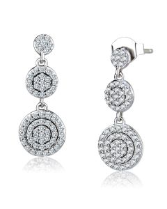 JCE494 Rhodium 925 Sterling Silver Earrings with AAA Grade CZ  in Clear