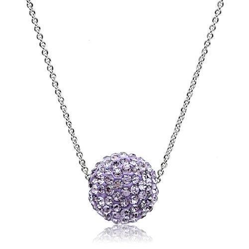 JCE056 Rhodium Brass Chain Pendant with Top Grade Crystal  in Light Amethyst